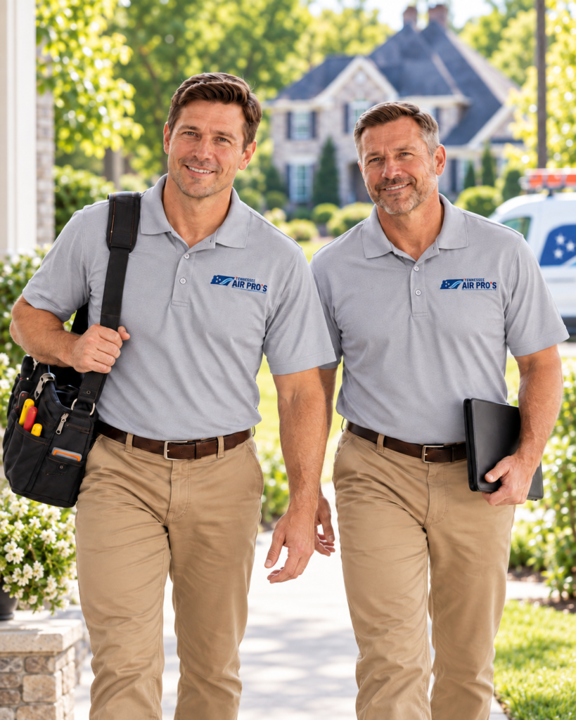 Tennessee Air Pros technicians walking up to a home in Middle Tennessee