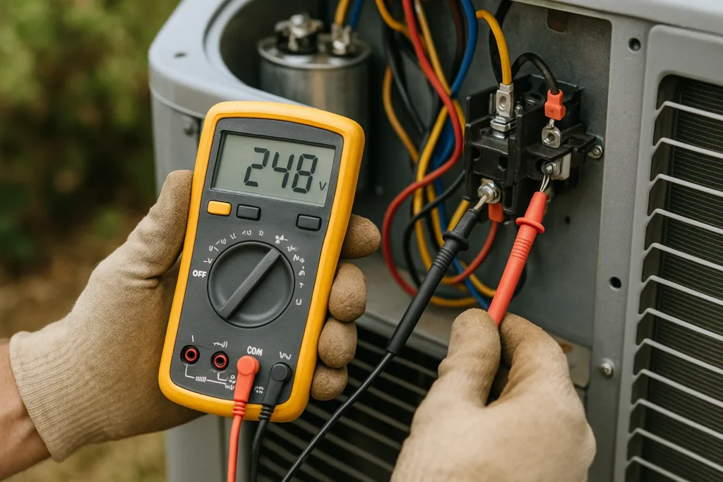 A meter reading taken at a residential air conditioning unit